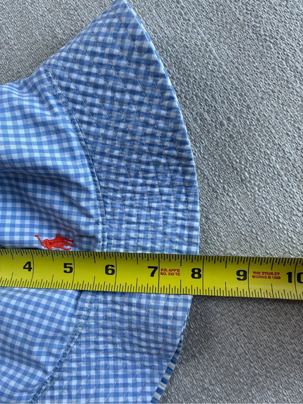 Ralph Lauren Bucket Hat Large / XL Gingham Print Blue and Orange Polo
